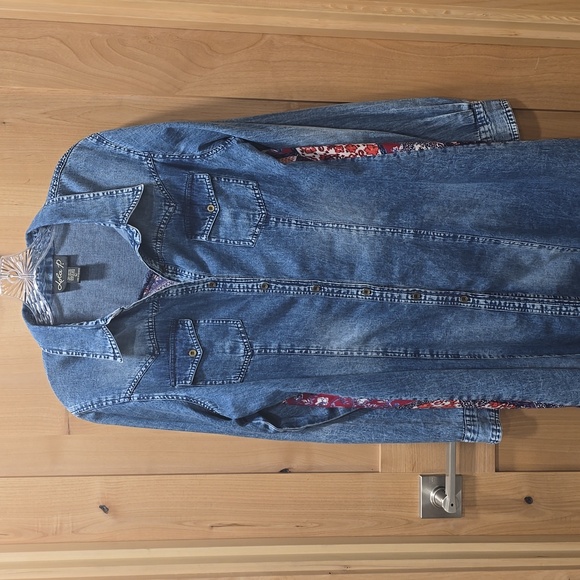 Super Cute Boho Western Denim Shirt dress by Lola P. Sz L - Picture 12 of 13
